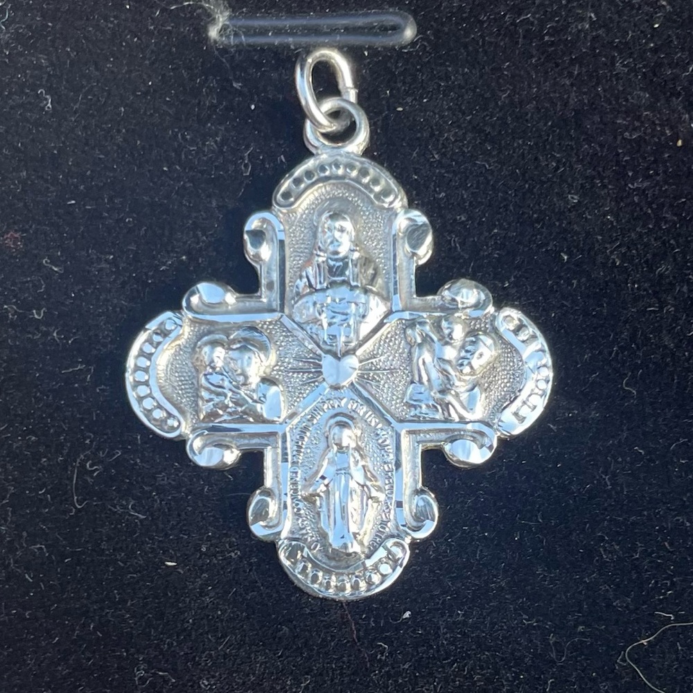 Vintage Sterling 925 A. Gale Inc  Four Way Catholic Pendant